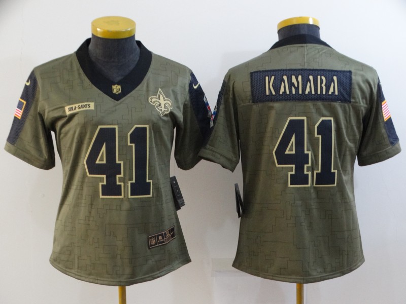 2021 Women New Orleans Saints #41 Kamara Nike Olive Salute To Service Limited NFL jersey->atlanta braves->MLB Jersey